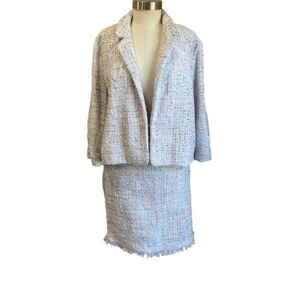 Elle Women's Tweed Pastel Coloring Skirt Suit Set Size XXL/10 - Picture 1 of 11